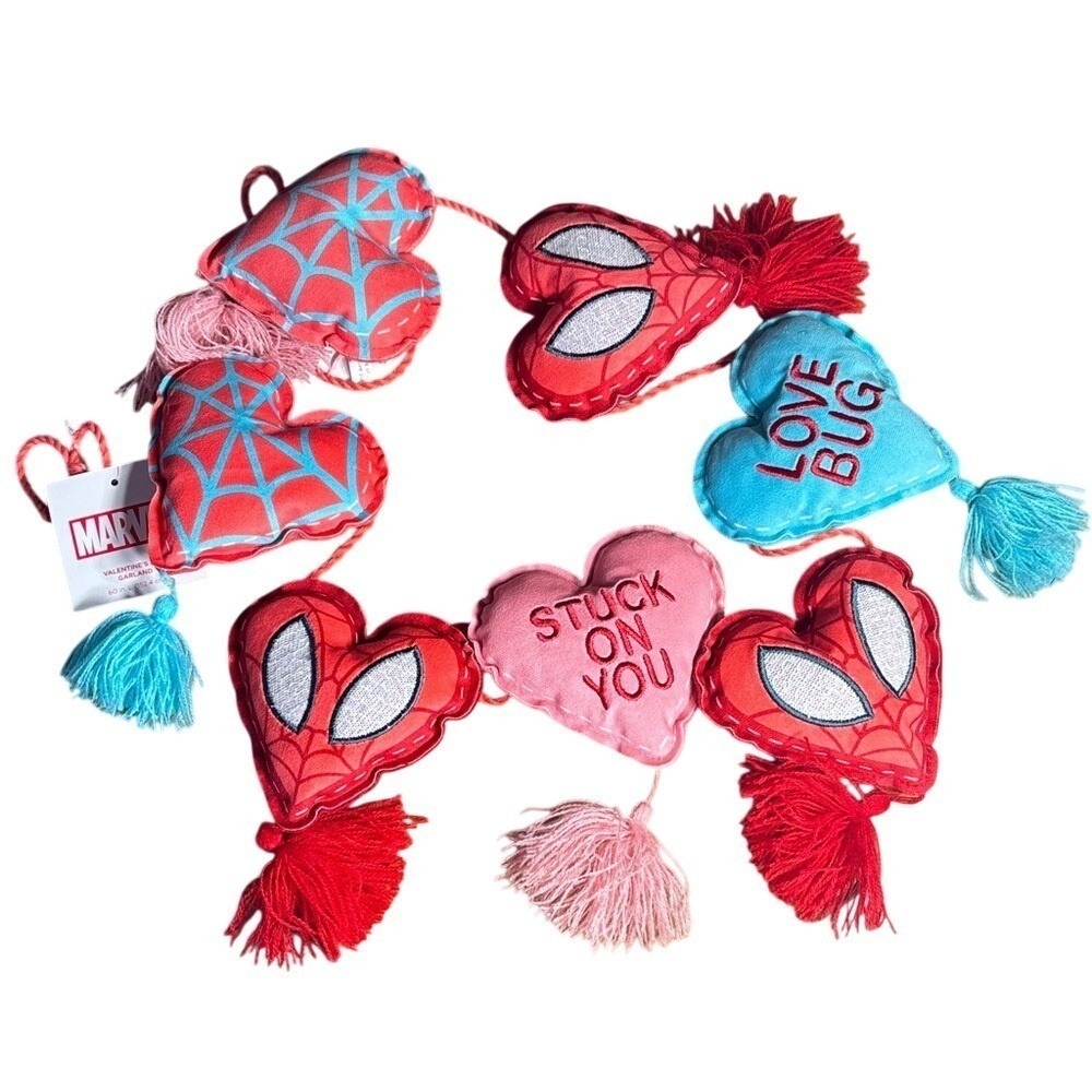 Marvel Spider Man Valentines Day Candy Heart Holiday  Garland w/Tassels 60in NEW